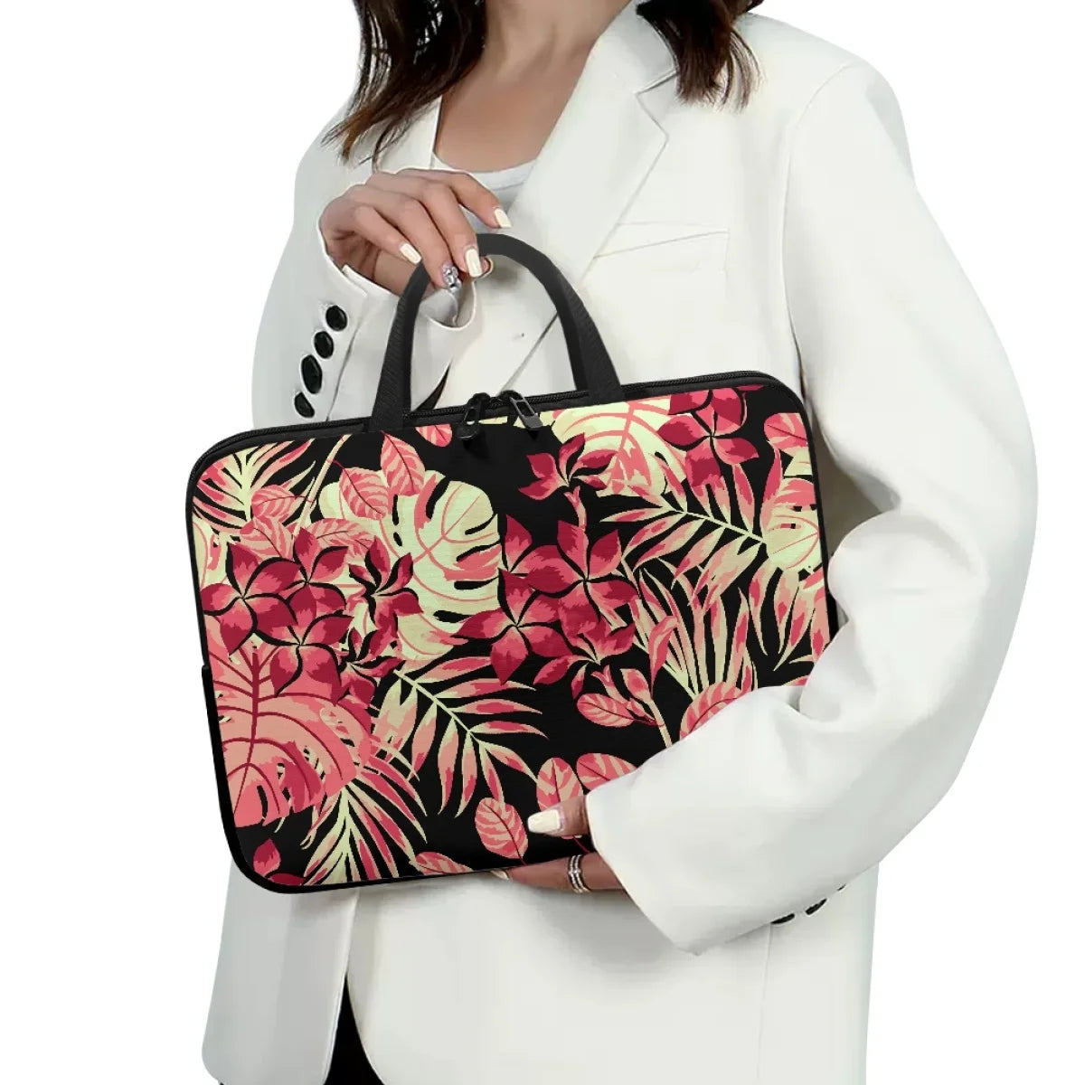 2026 New Hawaiian Tropical Print Laptop Bag – Custom Large Capacity Polyester Laptop Case in Various Sizes
