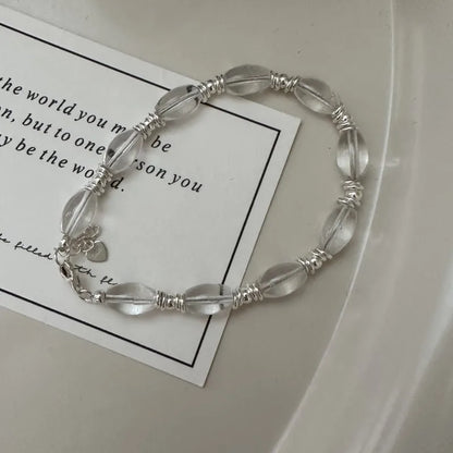 Handmade 925 Sterling Silver Crystal Beaded Bracelet for Women Sare