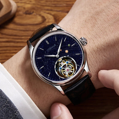 AESOP 7049 Luxury Men's Mechanical Watch – Real Flying Tourbillon, Manual Winding, Skeleton Design, Premium Wristwatch