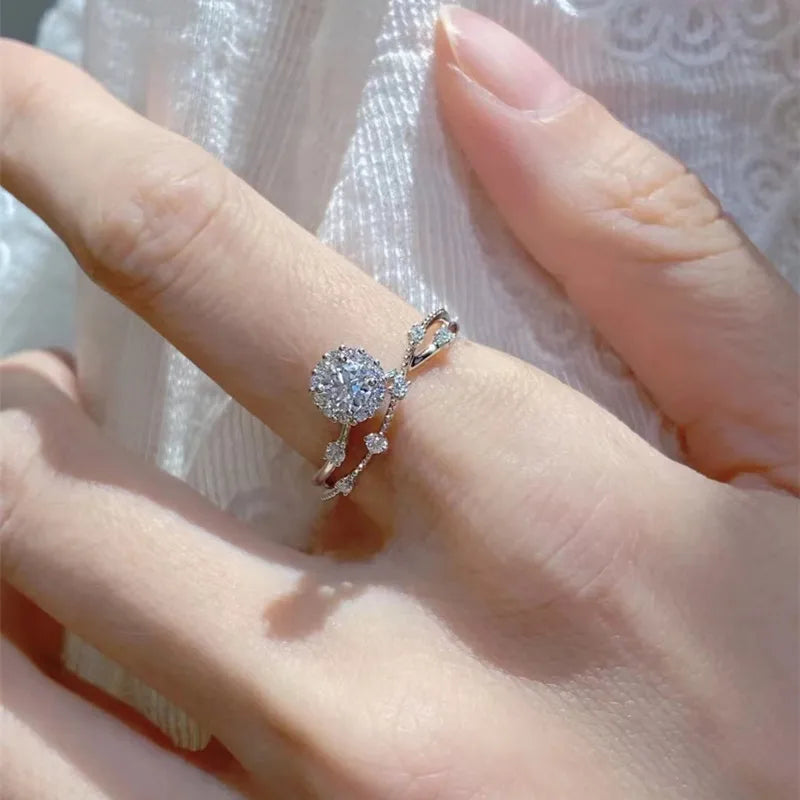 1 Carat Moissanite Ring for Women – S925 Silver Flower Vine Design Band