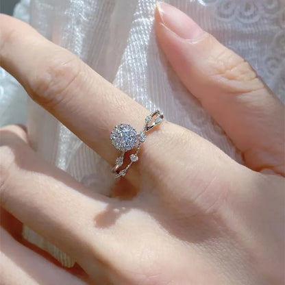 1 Carat Moissanite Ring for Women – S925 Silver Flower Vine Design Band