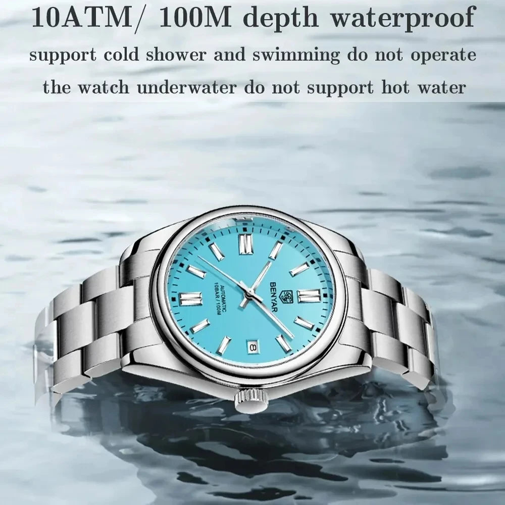 BENYAR 5185 Automatic Mechanical Watch for Men – 39mm Stainless Steel Waterproof Men’s Wristwatch