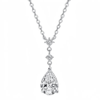 925 Sterling Silver 2.0ct Pear Cut Moissanite Pendant Necklace for Women – Luxury Engagement Jewelry
