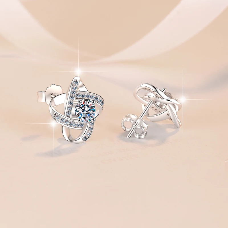 Light Luxury 0.5Ct VVS1 Moissanite Jewelry Set – 925 Sterling Silver Stud Earrings & Pendant Necklace for Women Bettina