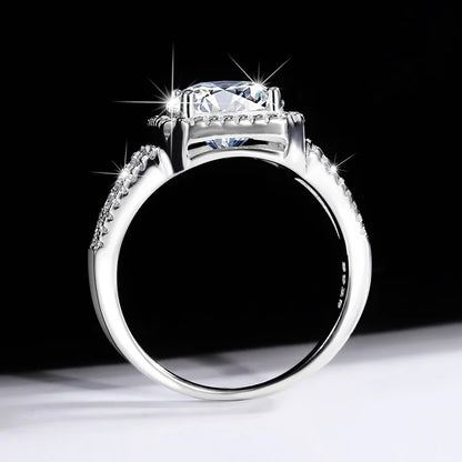 3CT VVS D Color Moissanite Ring for Women – Luxury S925 Sterling Silver Double Row Engagement Band Zirella