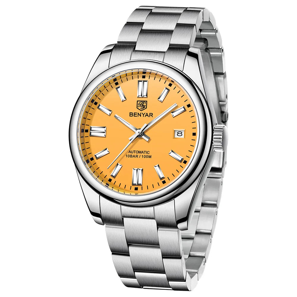 BENYAR 5185 Automatic Mechanical Watch for Men – 39mm Stainless Steel Waterproof Men’s Wristwatch
