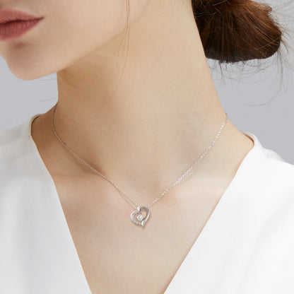 Valentine’s Day Heart Charm Necklace for Women – 925 Sterling Silver “I Love You” Pendant with Moissanite Diamond, Gift Jewelry for Birthday & Anniversary