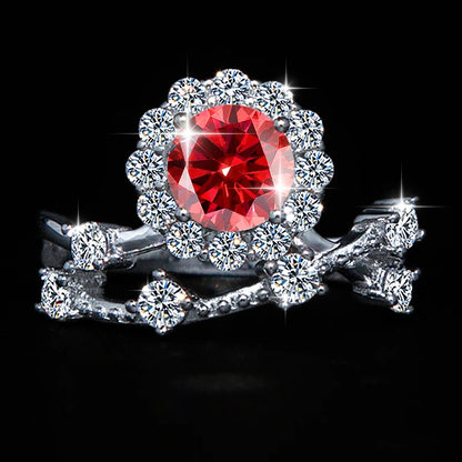 1 Carat Moissanite Ring for Women – S925 Silver Flower Vine Design Band