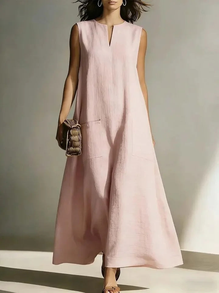 Women’s Summer Sleeveless A-Line Maxi Dress – Loose Fit Long Casual Dress Angelica