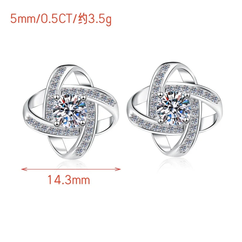 Light Luxury 0.5Ct VVS1 Moissanite Jewelry Set – 925 Sterling Silver Stud Earrings & Pendant Necklace for Women Bettina