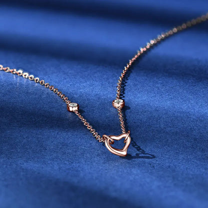 2mm D Color Moissanite Bezel Necklace – 925 Sterling Silver Chain, Rose Gold Heart Pendant for Women Şehrazat