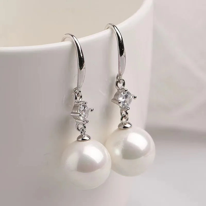 S925 Sterling Silver Moissanite & Freshwater Pearl Stud Earrings for Women – 0.3 Carat Elegant Korean Style Everyday Jewelry Gift