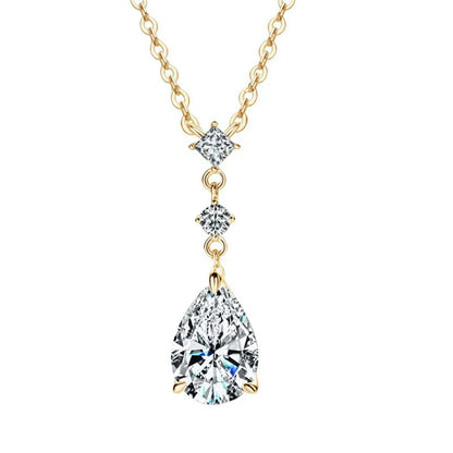 925 Sterling Silver 2.0ct Pear Cut Moissanite Pendant Necklace for Women – Luxury Engagement Jewelry
