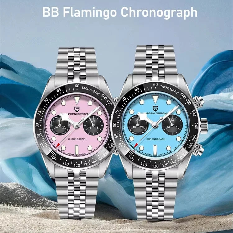 PAGANI DESIGN 1813 BB Flamingo Chronograph Men’s Watch – Luxury Sports Quartz Timepiece, Sapphire Crystal, 100M Waterproof (2026 Model)