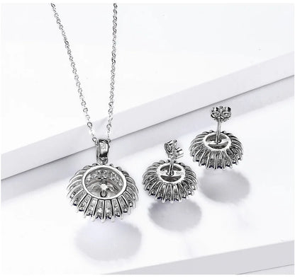 925 Sterling Silver Natural Pearl Jewelry Set for Women – Freshwater Pearl Stud Earrings & Sapphire Pendant Lirael