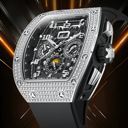 Bonest Gatti Men’s Fully Automatic Mechanical Watch – Diamond Case Luxury-Inspired Timepiece Dev