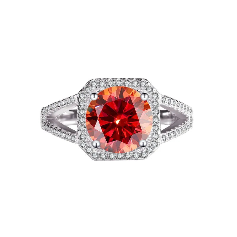 3CT VVS D Color Moissanite Ring for Women – Luxury S925 Sterling Silver Double Row Engagement Band Zirella