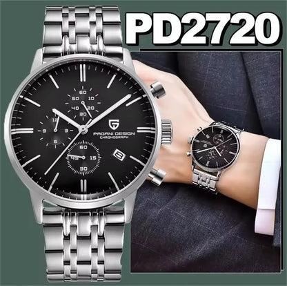 PAGANI DESIGN 2720 Men’s Sports Chronograph Watch – Quartz Business & Fashion Leather Strap Wristwatch