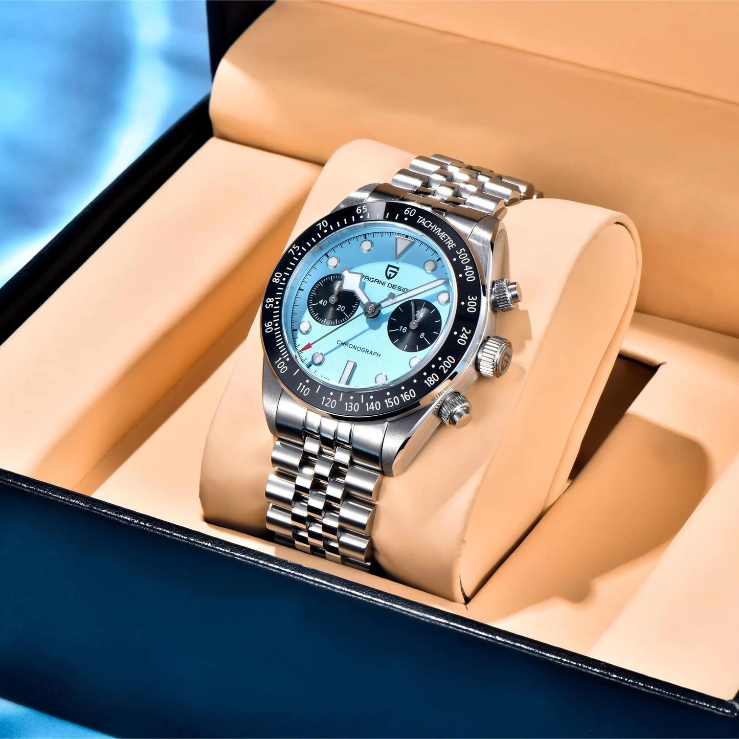 PAGANI DESIGN 1813 BB Flamingo Chronograph Men’s Watch – Luxury Sports Quartz Timepiece, Sapphire Crystal, 100M Waterproof (2026 Model)