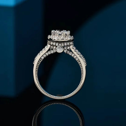 925 Sterling Silver Moissanite Round Ring for Women Damia