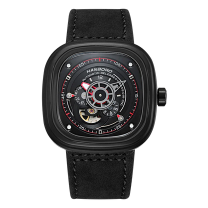 MIYOTA Automatic HANBORO Men’s Luxury Square Watch – Stainless Steel Case, Leather Strap, Luminous Dial, Folding Clasp Mechanical Wristwatch Yusuf