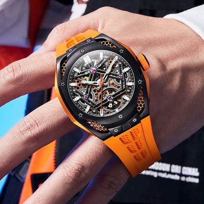 GELATU 6008 Skeleton Tourbillon Automatic Watch – Stainless Steel Mechanical Timepiece Stanis