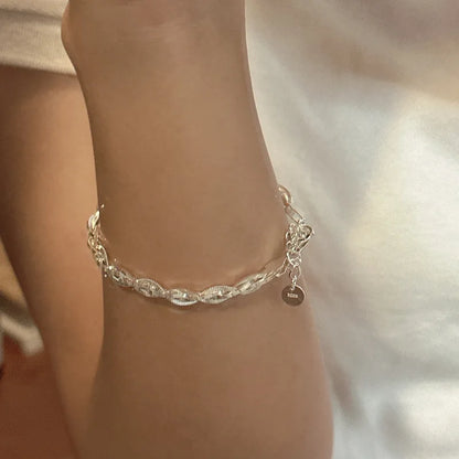 925 Sterling Silver Braided Chain Bracelet for Women Derya