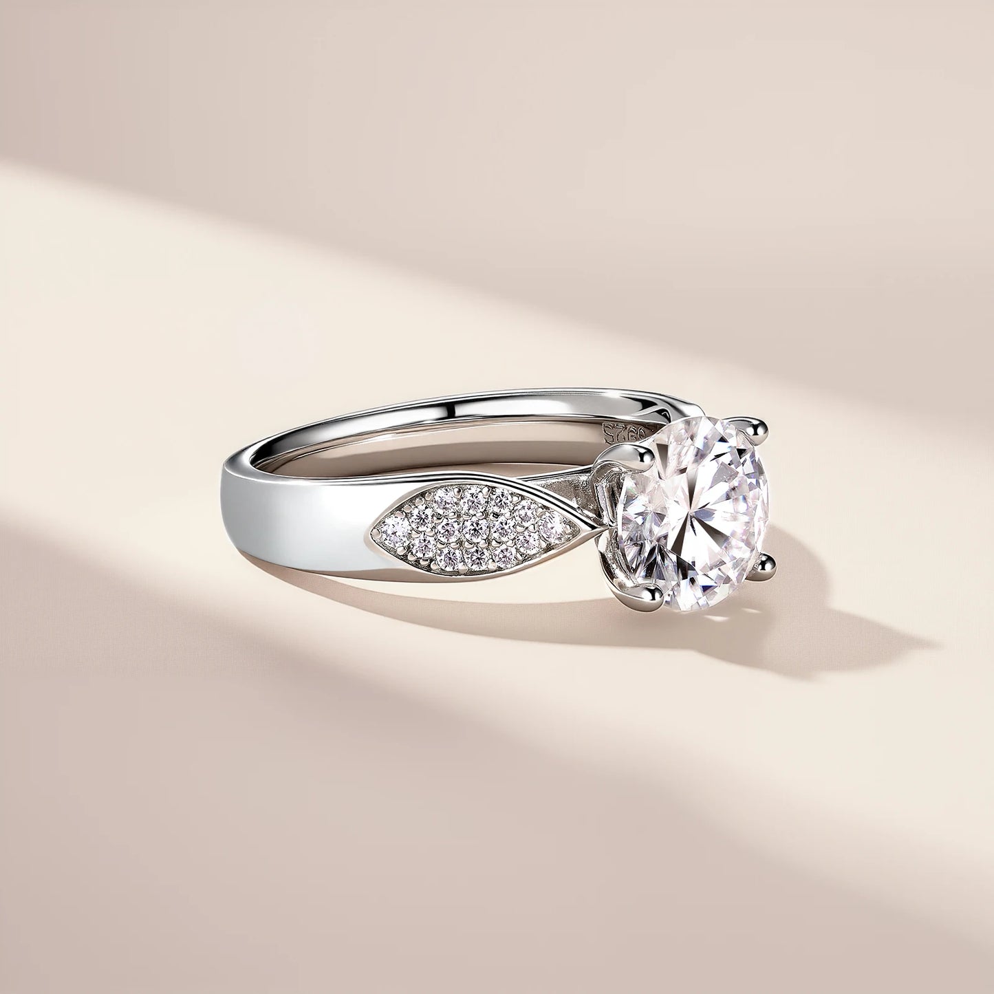 1.96 CTW Moissanite Engagement Ring – S925 Sterling Silver Rhodium Plated, 4 Prong Setting, GRA Certified