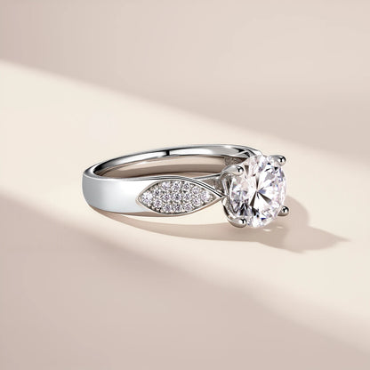 1.96 CTW Moissanite Engagement Ring – S925 Sterling Silver Rhodium Plated, 4 Prong Setting, GRA Certified