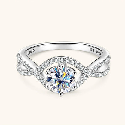 1ct 6.5mm Moissanite Engagement Ring – 925 Sterling Silver Six Prong Infinity Twist Shank Wedding Ring for Women Talisa
