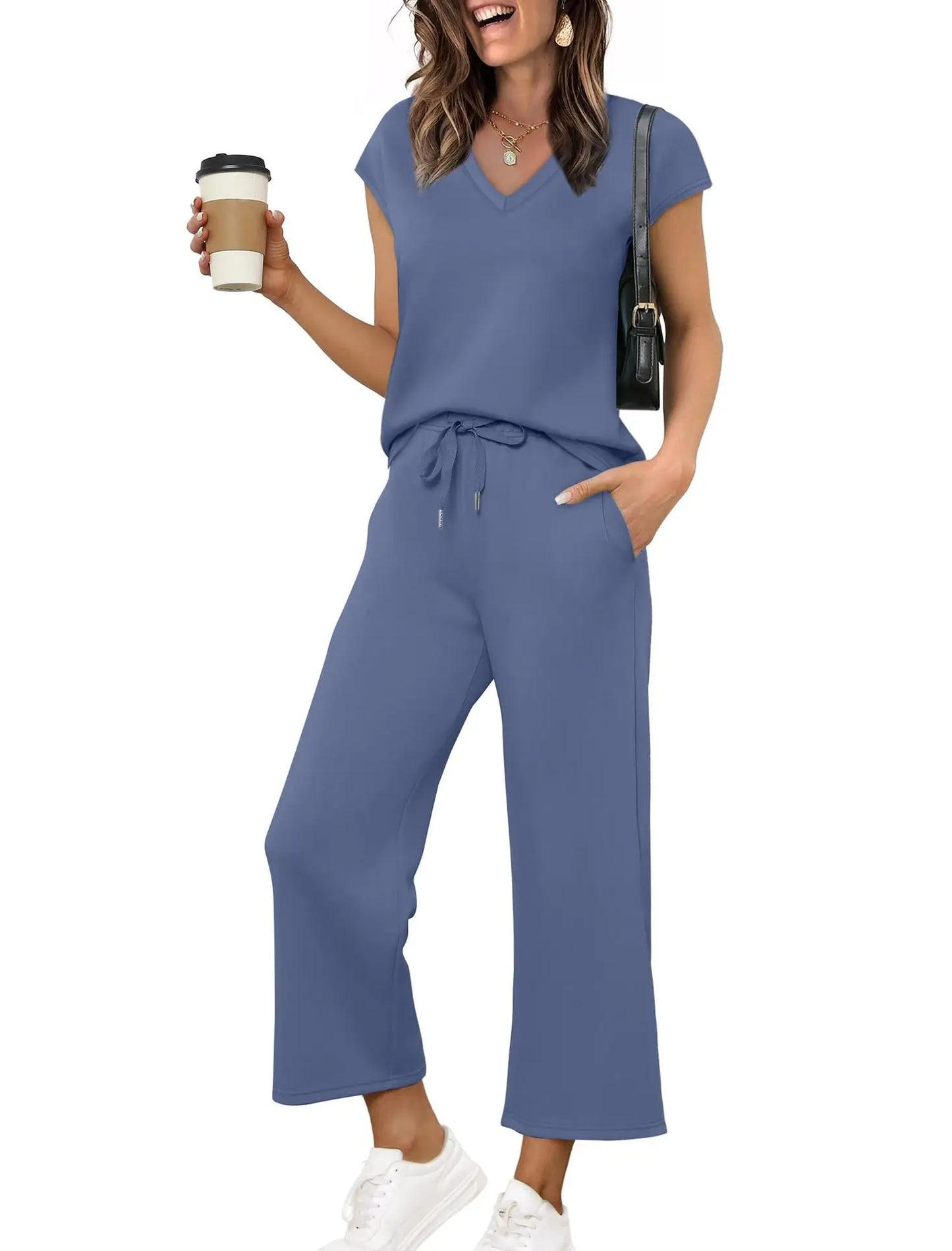 Women’s Casual 2 Piece Lounge Set – Oversized Sleeveless Tank Top & Loose Pants for Spring Summer Fall Marabella