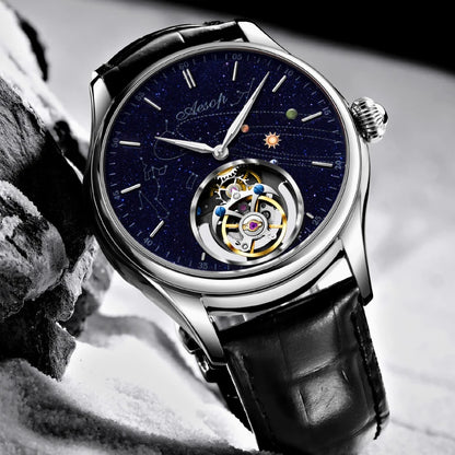 AESOP 7049 Luxury Men's Mechanical Watch – Real Flying Tourbillon, Manual Winding, Skeleton Design, Premium Wristwatch