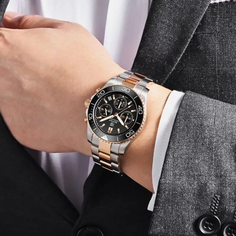 BENYAR S002 Square Luxury Men’s Quartz Watch – Stainless Steel Band, Citizen Movement