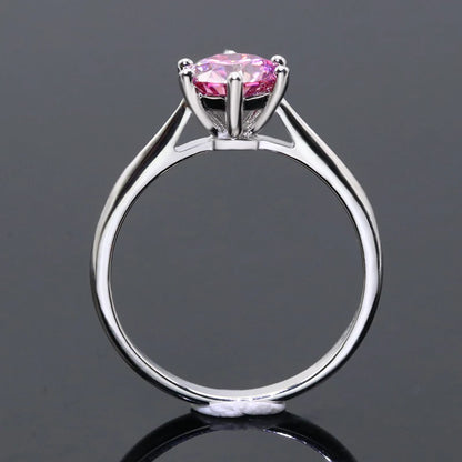 Pink Moissanite Ring 1–3 Carat Round Cut – 925 Sterling Silver with White Gold Plating for Women
