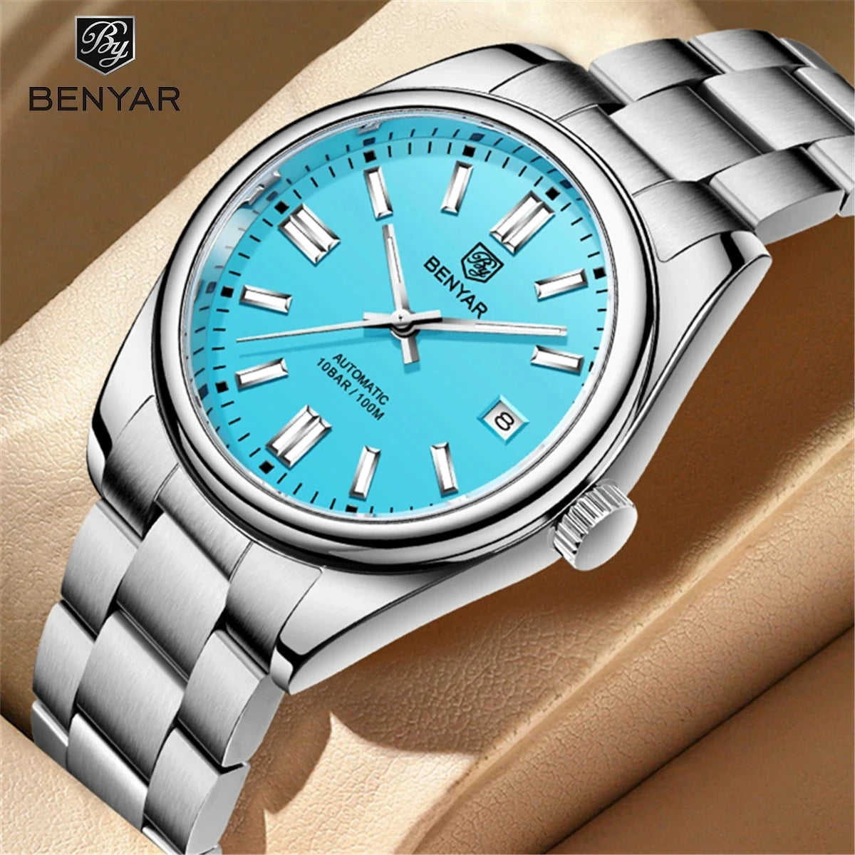 BENYAR 5185 Automatic Mechanical Watch for Men – 39mm Stainless Steel Waterproof Men’s Wristwatch
