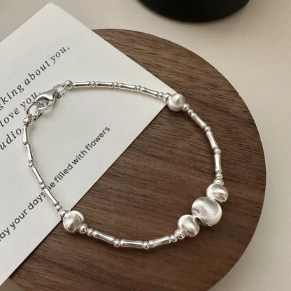 Handmade 925 Sterling Silver Geometric Bead Bracelet for Women – Minimalist Jewelry Gift Selen