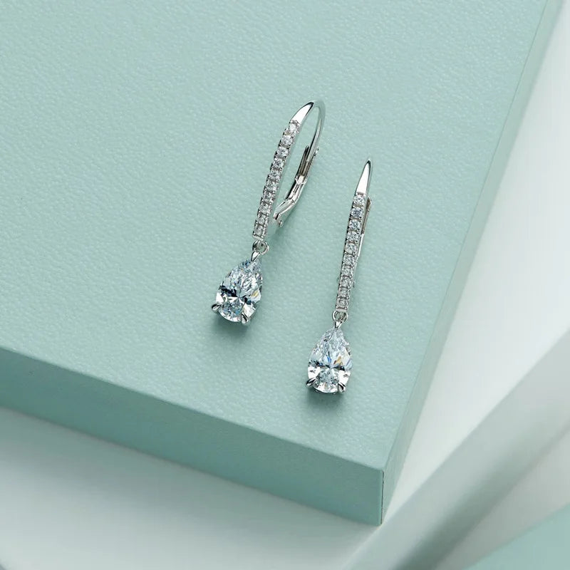 Aimgal 925 Sterling Silver & 18K Gold Plated Water Drop Lab-Grown Diamond Earrings – Minimalist Bridal Wedding Jewelry for Brides Nehemia