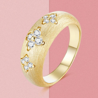 Kuangfeng 925 Sterling Silver Gold Plated Moissanite Engagement Ring – Fine Jewelry Wedding Ring for Women