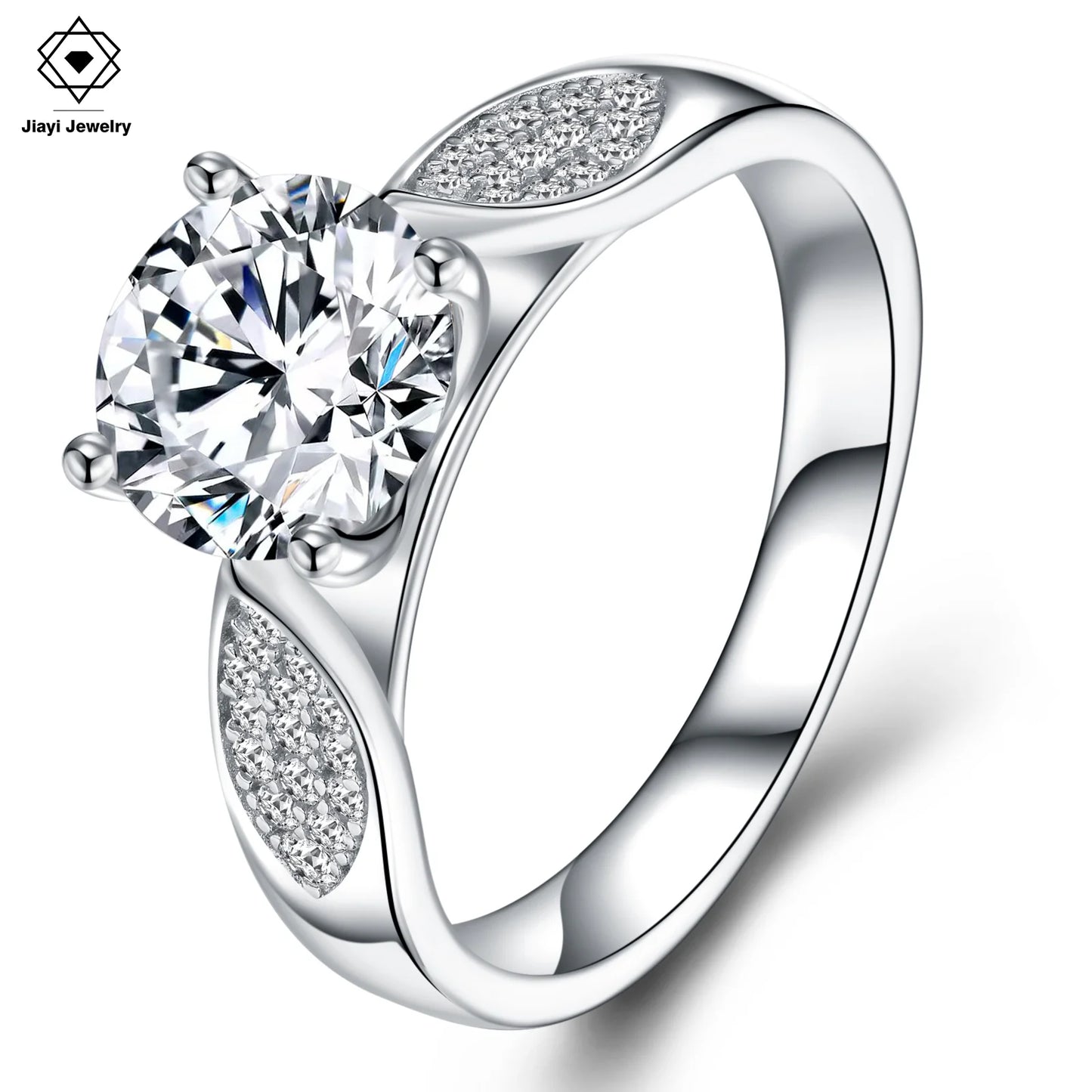 1.96 CTW Moissanite Engagement Ring – S925 Sterling Silver Rhodium Plated, 4 Prong Setting, GRA Certified