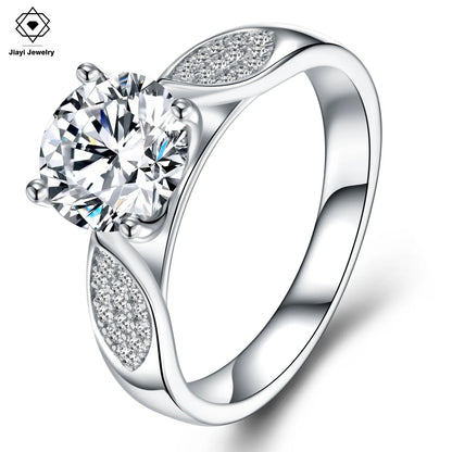 1.96 CTW Moissanite Engagement Ring – S925 Sterling Silver Rhodium Plated, 4 Prong Setting, GRA Certified