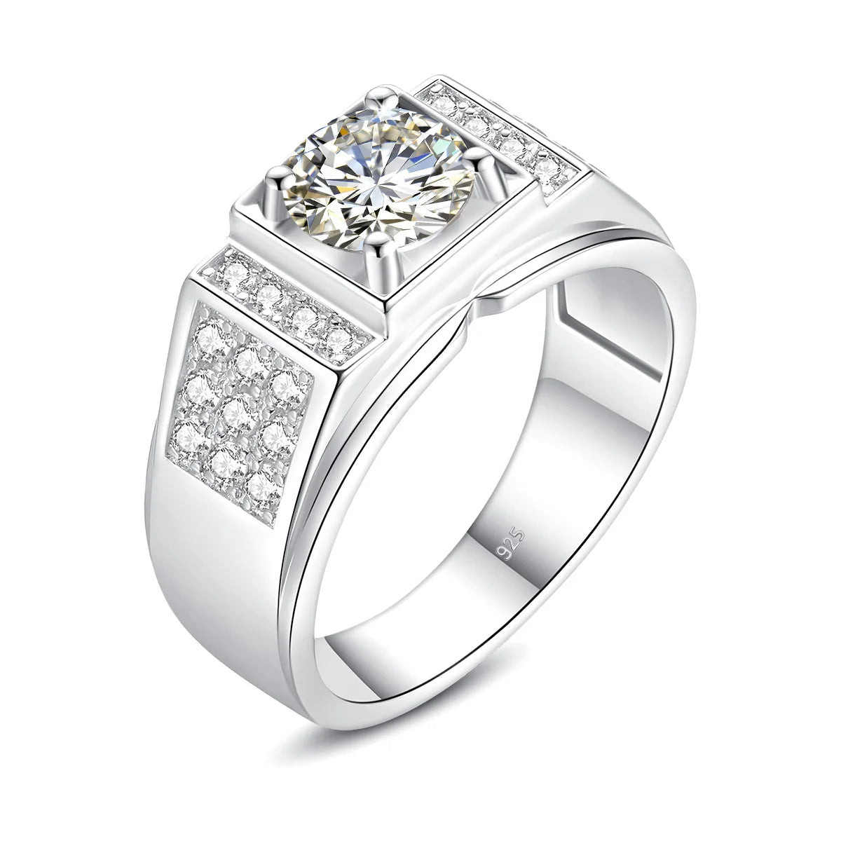 Luxury Men’s 1 Carat Moissanite Ring – Solid 925 Sterling Silver Diamond Engagement Style Fine Jewelry Antonis
