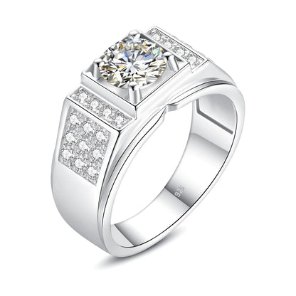 Luxury Men’s 1 Carat Moissanite Ring – Solid 925 Sterling Silver Diamond Engagement Style Fine Jewelry Antonis
