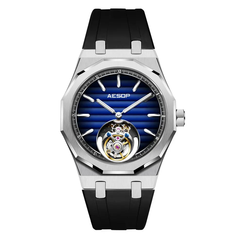 AESOP 7057 Luxury Skeleton Tourbillon Watch for Men – Stainless Steel Automatic Mechanical, Sapphire Crystal, Waterproof