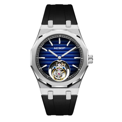 AESOP 7057 Luxury Skeleton Tourbillon Watch for Men – Stainless Steel Automatic Mechanical, Sapphire Crystal, Waterproof