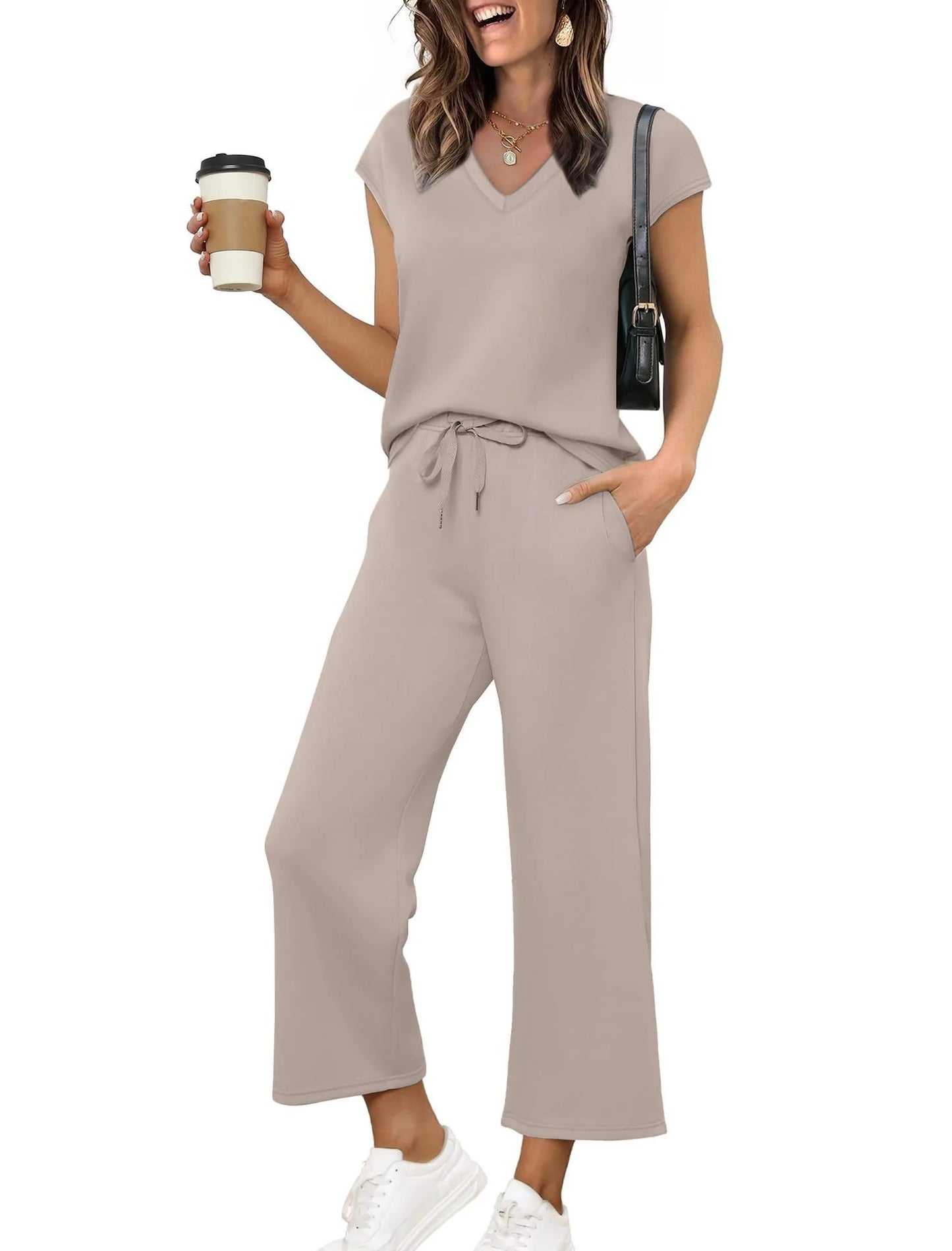 Women’s Casual 2 Piece Lounge Set – Oversized Sleeveless Tank Top & Loose Pants for Spring Summer Fall Marabella