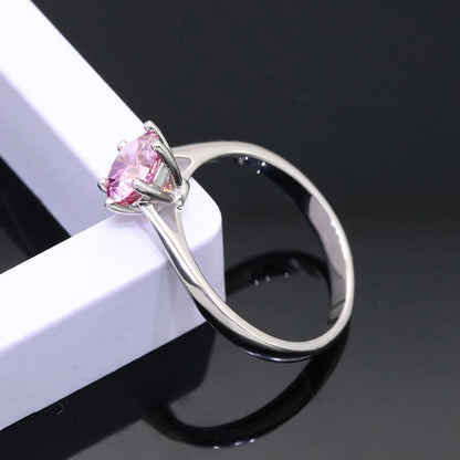 Pink Moissanite Ring 1–3 Carat Round Cut – 925 Sterling Silver with White Gold Plating for Women