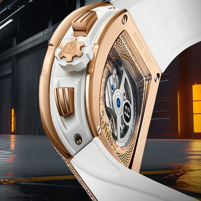 Bonest Gatti Men’s Fully Automatic Mechanical Watch – Diamond Case Luxury-Inspired Timepiece Dev