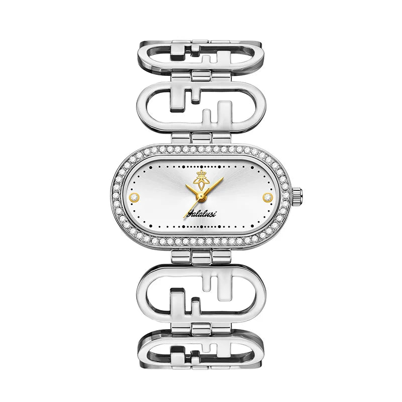 Women’s Oval Quartz Watch – Gold‑Tone Alloy Case with Diamond Accents, 30M Water Resistant Analog Watch for Daily Wear & Gifts Velmira