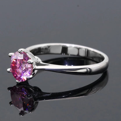 Pink Moissanite Ring 1–3 Carat Round Cut – 925 Sterling Silver with White Gold Plating for Women