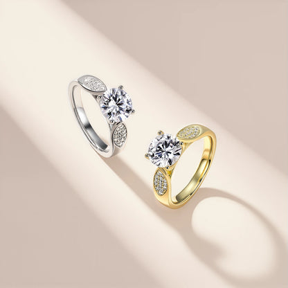 1.96 CTW Moissanite Engagement Ring – S925 Sterling Silver Rhodium Plated, 4 Prong Setting, GRA Certified